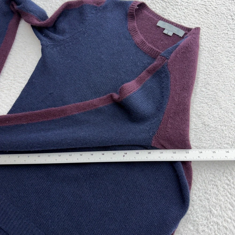 Sea Bleu Cashmere Womens Navy Burgundy Colorblock‎ Side Zip Sweater Size M